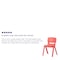 Flash Furniture Red Plastic Stackable School Chair with 13.25'' Seat Height, PK4 4-YU-YCX4-004-RED-GG - alternate 9